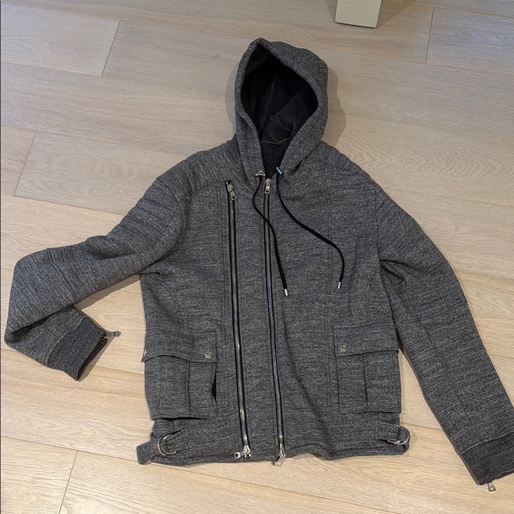 Balmain Gray Zip Up Sweater
